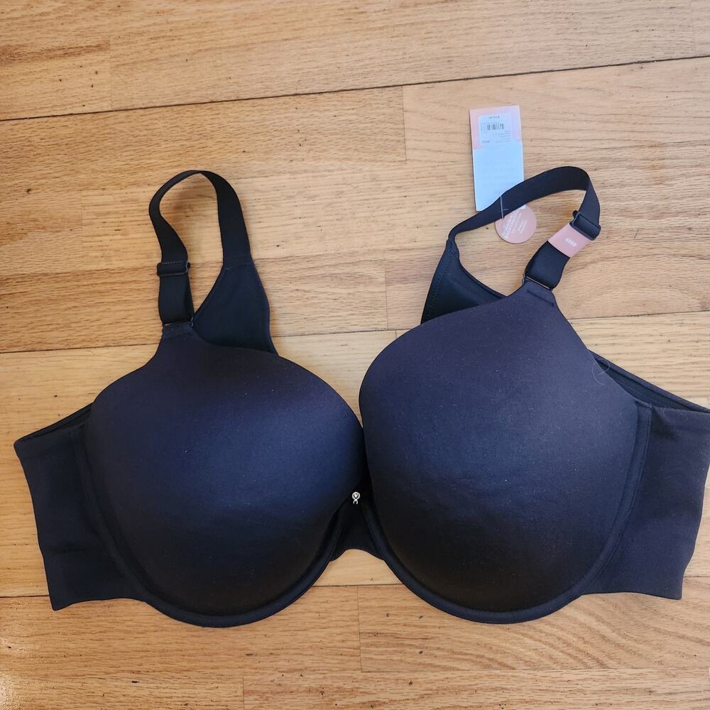 New Cacique Bra 48DD 48 DD Lightly Lined Balconette Modern Luxe Black Underwire